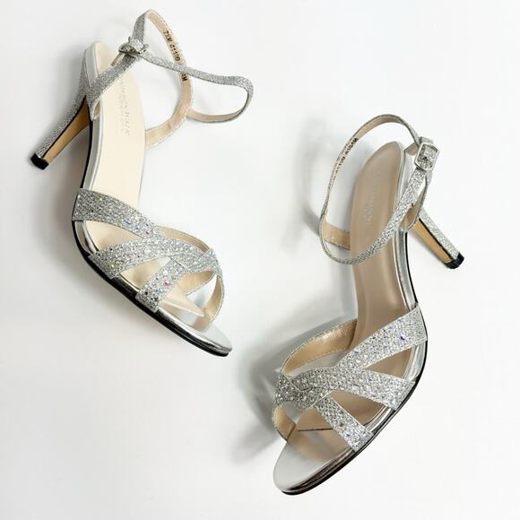 TOUCH UPS BY BENJAMIN WALK IVY SANDAL SILVER METALLIC WOMEN HEELS SIZE 7.5 NEW - Picture 7 of 11